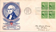 FDC 1938 SC #804 WSE Cachet - Washington DC - Block Of 4 - F70761