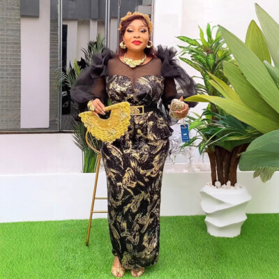 Plus Size Kaftan Dashiki African Women's Puff Sleeve Party Dresses Glitter  Gowns | eBay