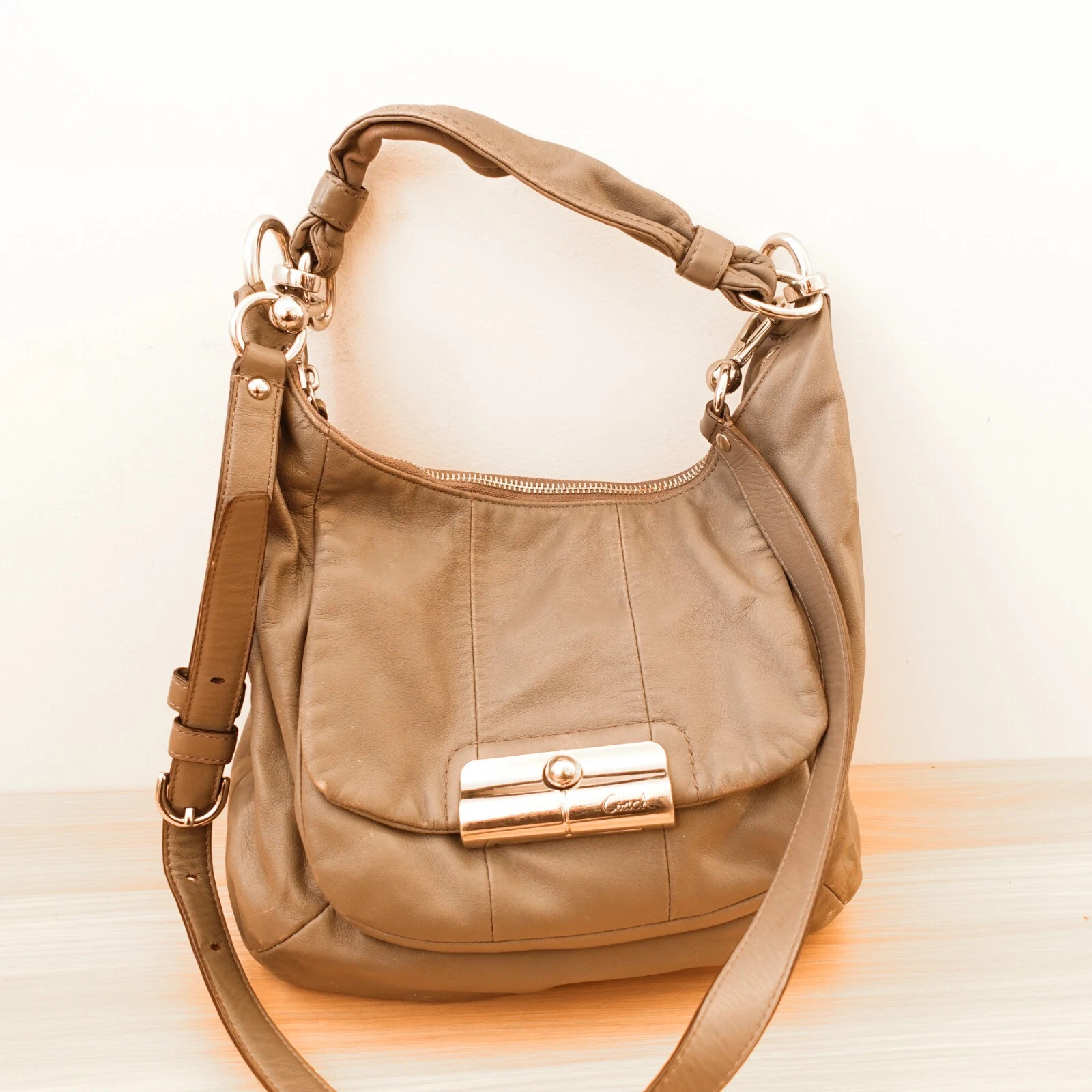 Borsa Coach VINTAGE pelle marrone tracolla hobo borsa media Kristin peltro retrò