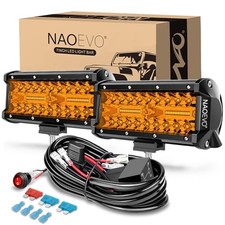 7 Inch LED Light Bar, 240W 24,000LM Offroad Fog/Driving Lights LED Pods Amber