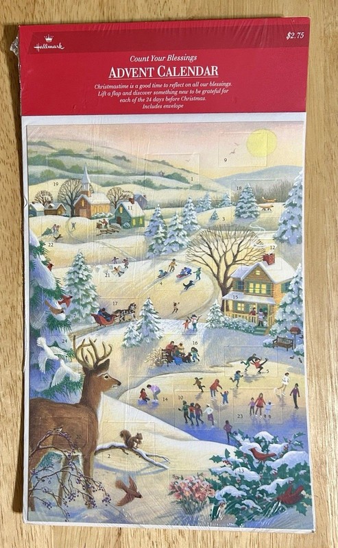 RARE Vintage Hallmark “Count Your Blessings” Advent Calendar 11”X7.5” Wintertime