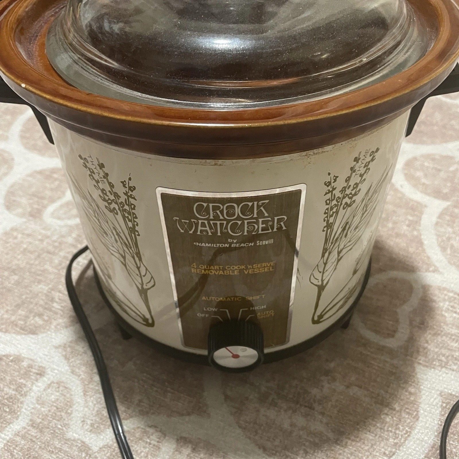 Vintage HAMILTON BEACH SCOVILL Crock Watcher 415 4QT Slow Cooker Pot Herb Garden