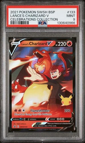 2021 POKEMON SWSH BLACK STAR PROMO CELEBRATIONS COLL LANCE'S CHARIZARD V PSA 9