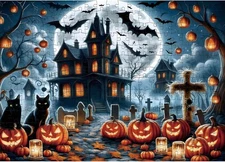 1000 Piece Halloween Puzzles for Adults Kids: Haunted House Mansion Puzzle... 