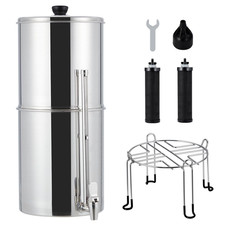 Gravity-Fed Water Filter System, 2.25G Stainless-Steel Countertop Water Filter S