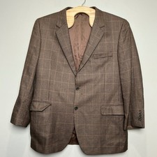 Jos. A. Bank Sport Coat Mens 48L Brown Silk Camel Hair Houndstooth Plaid