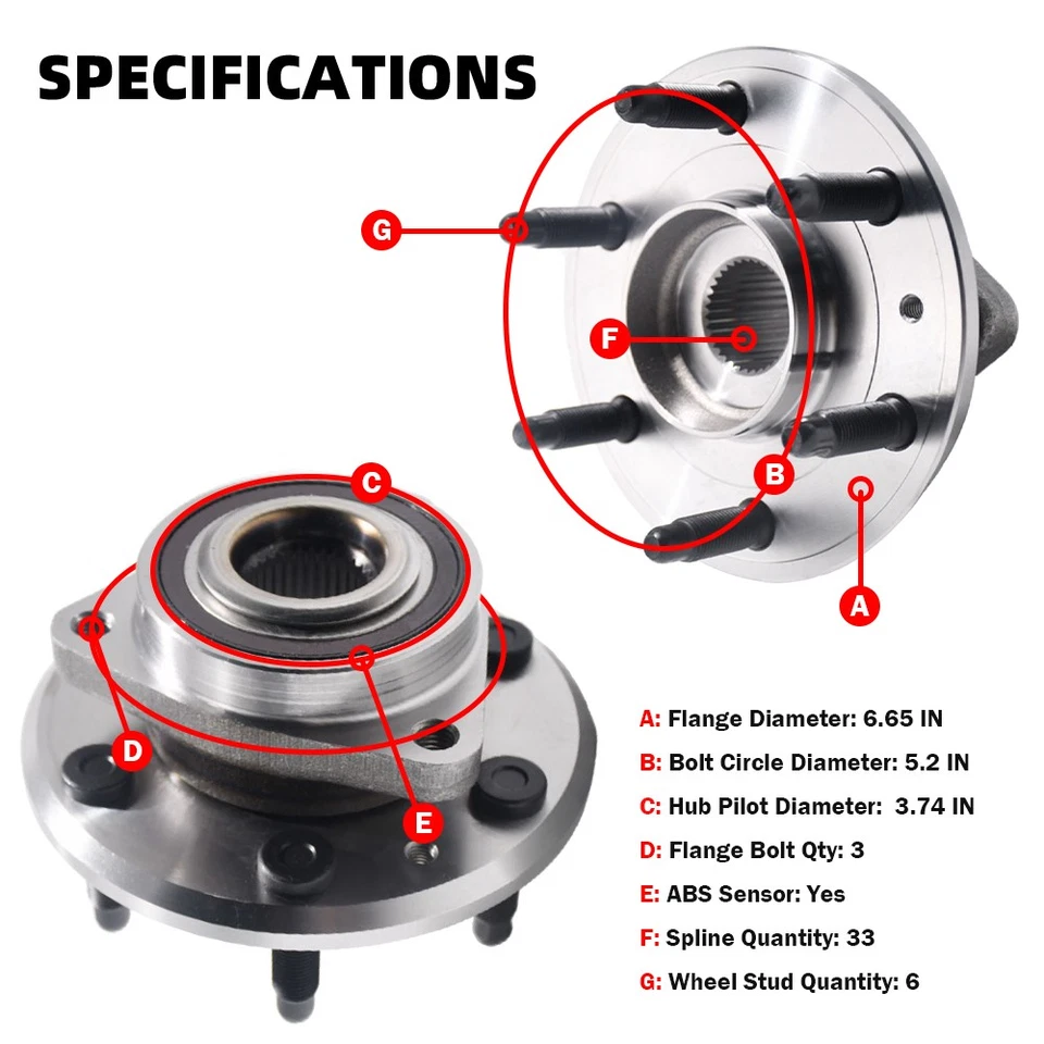 Cojinete de cubo de rueda delantera MOOG 513277 para Enclave Traverse 2009-2017 Acadia 6 tacos Foto 2 de 4