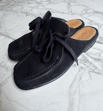 Loewe Black Loafer Mules Leather Suede Size 39