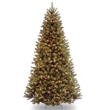 Pre-Lit Artificial Full Christmas Tree, Green, North Valley Spruce, White Lig...