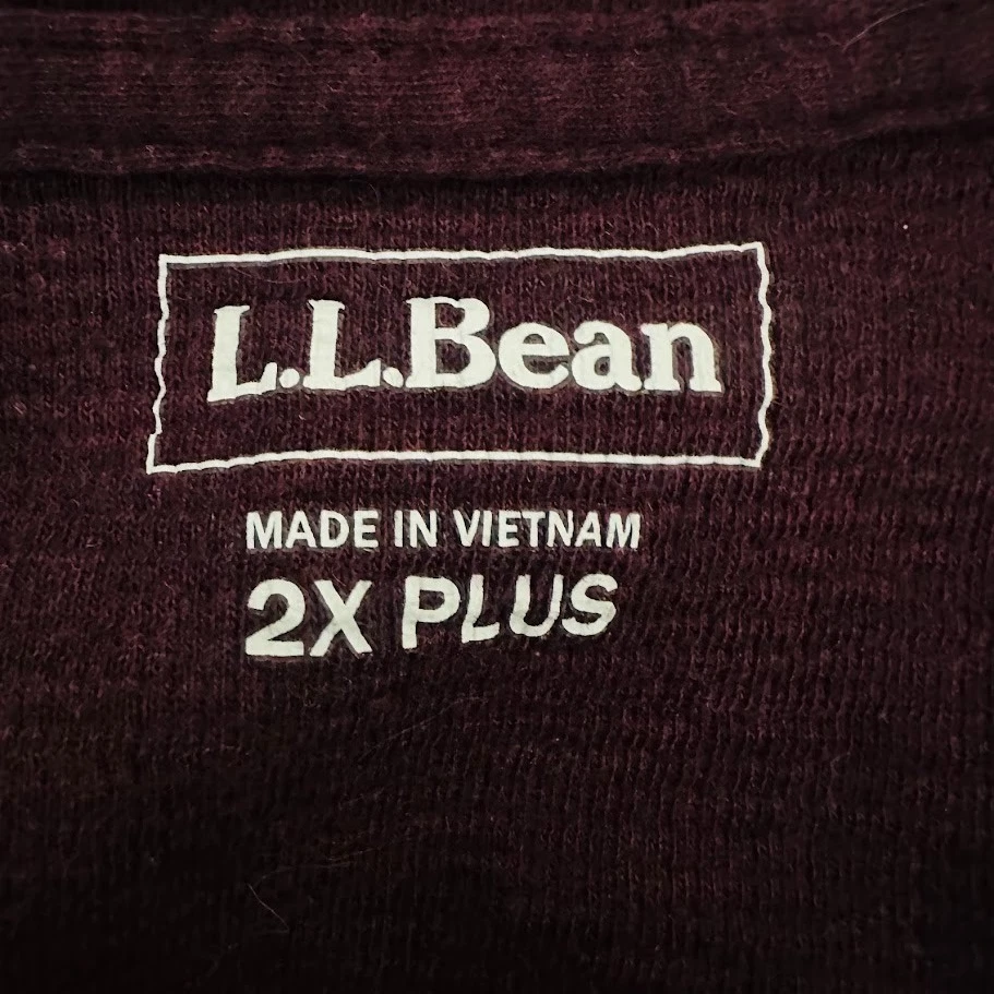L.L. Bean Women's Thermal Knit Henley Shirt Outdoor Basic Layering 2X Burgundy - Image 4 of 4