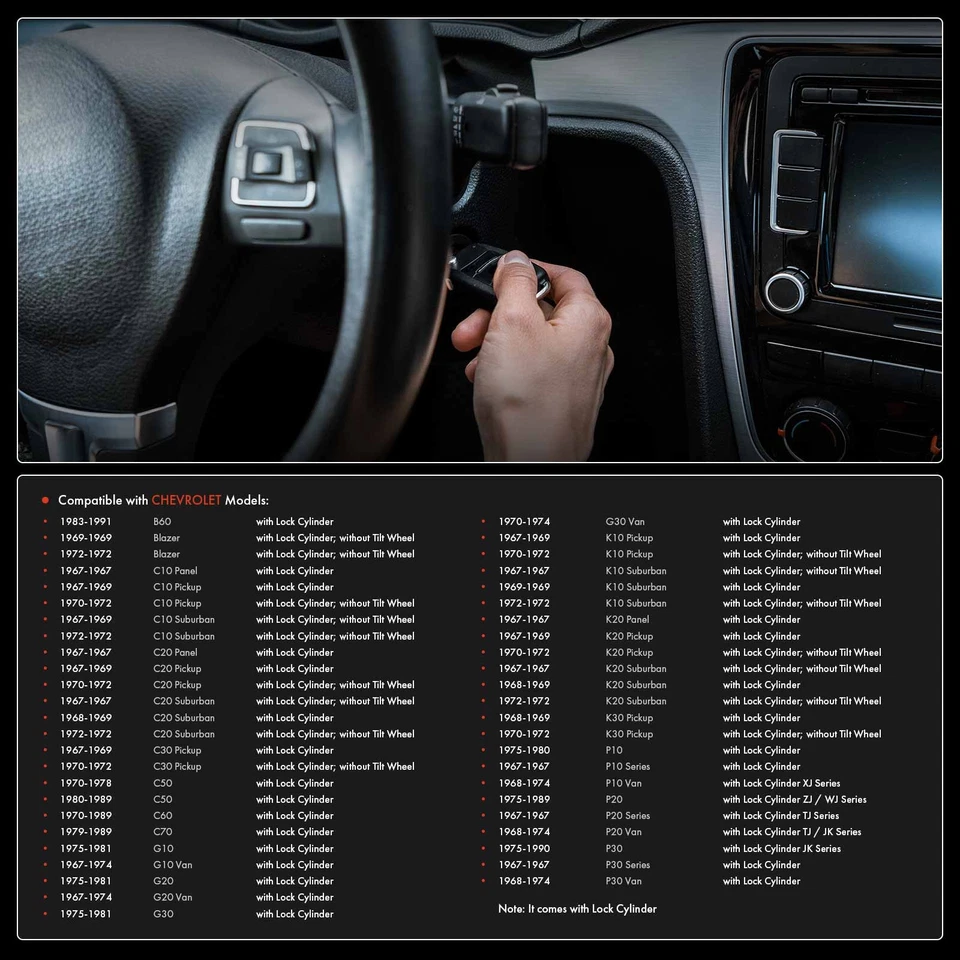 Ignition Starter Switch with Lock Cylinder for GMC C1500/C2500 Suburban Jimmy - Image 2 of 4