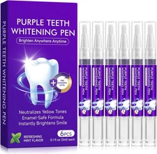 Teeth Whitening Pen 6 Pack, Professional Purple Gel for... 