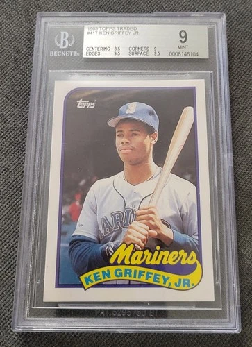 KEN GRIFFEY JR 1989 TOPPS TRADED CARD #41T HOF RC ROOKIE CARD BECKETT BGS 9 MINT