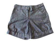 New York Company Womens Blue Denim Cotton Cuffed Shorts Size 6 With Pockets
