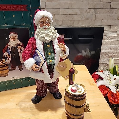 Kurt S Adler 10.5-Inch Fabriché Wine Tasting Santa, 2 Piece Set