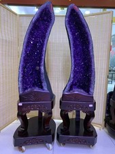 670LB Natural High quality A pair of Amethyst Crystal Church Cathedral geode+st