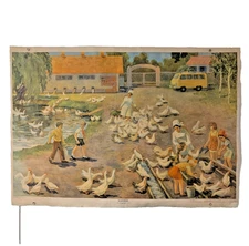 CHILDREN IN RUSSIAN KOLKHOZ COLLECTIVE FARMS - 1976 SOVIET SOCREALISM ART POSTER