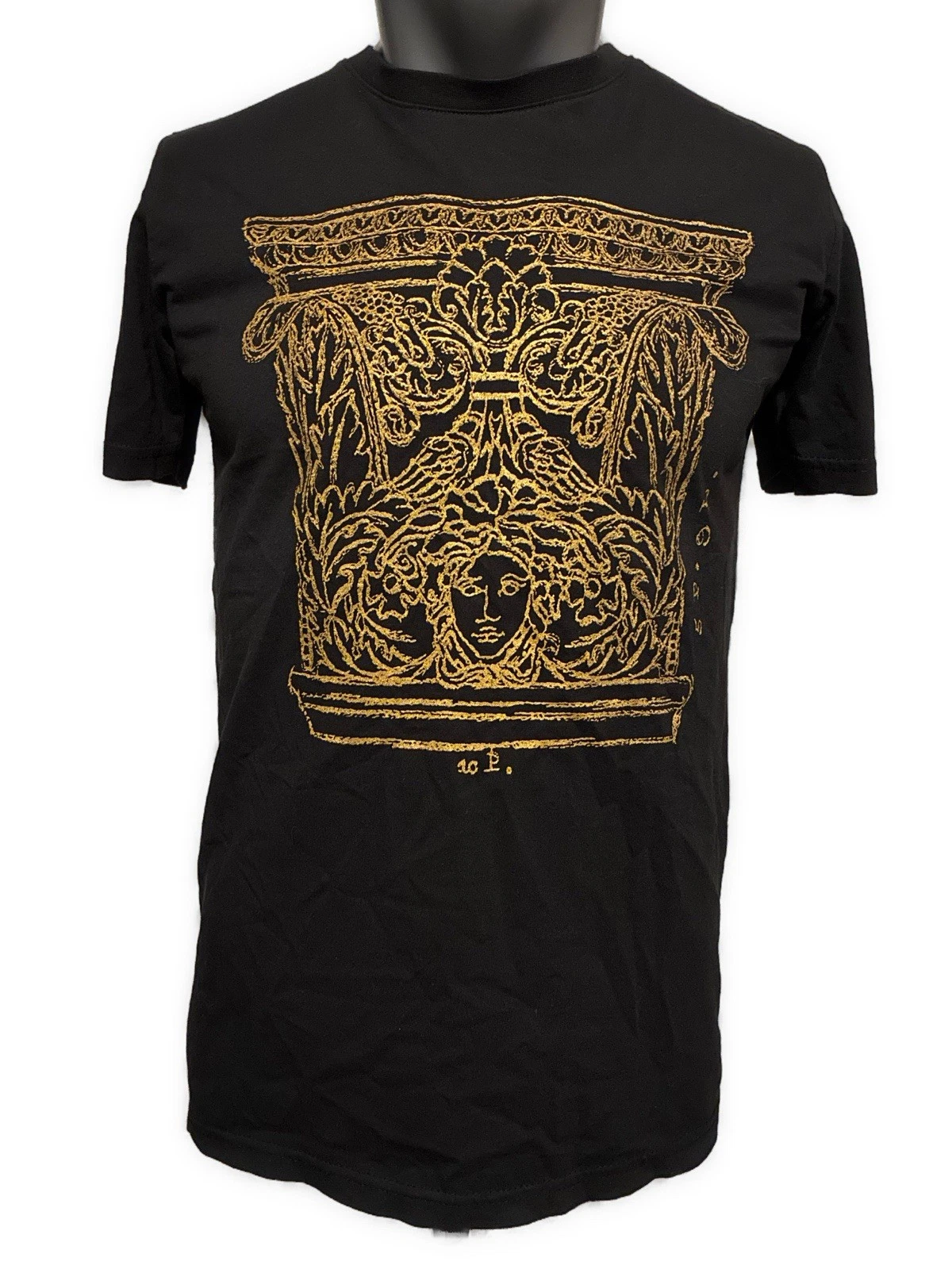Versace — Versace Authentic Black Gold Medusa Crew Neck Short Sleeve T Shirt Large Italy