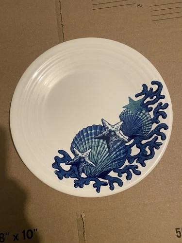 Fiestaware Seashells Luncheon Plate In White. Retired.