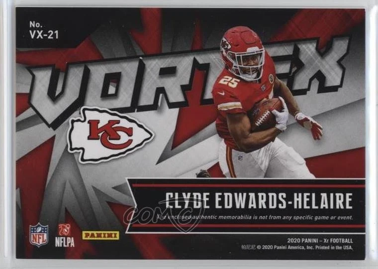 2020 Panini XR Vortex Materials /75 Clyde Edwards-Helaire #VX-21 Rookie RC - Image 2 of 2