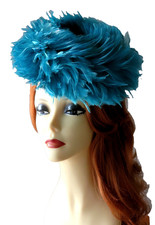 Fascinator Feather Turquoise from Renowned French Designer Evelyn Varon 1930-40s