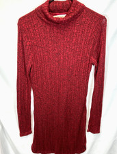 Adam Levine Women's Large Red Sweater Dress Lightweight Stretch Knit Cowl Neck
