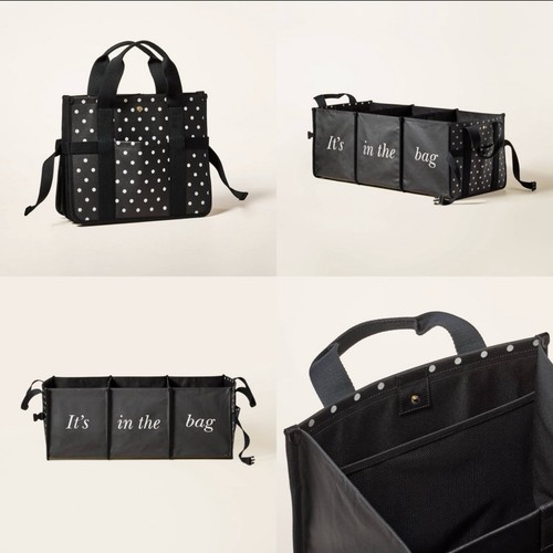 KATE SPADE NEW YORK x TARGET Polka Dot Canvas Car Organizer Tote Bag Black/White