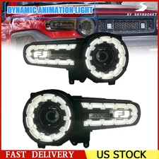 Headlights For Toyota FJ Cruiser 2007-2014 LED Dynamic Turn Signal Headlamp Pair