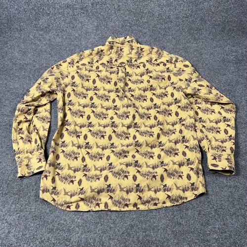 Cabelas Shirt Mens Large Tall Tan Bird Dog Hunting Print Button Up Outdoors - Picture 10 of 11