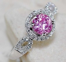 2CT Treated Pink Sapphire  Topaz 925 Sterling Silver Ring Sz 6 UB1-5