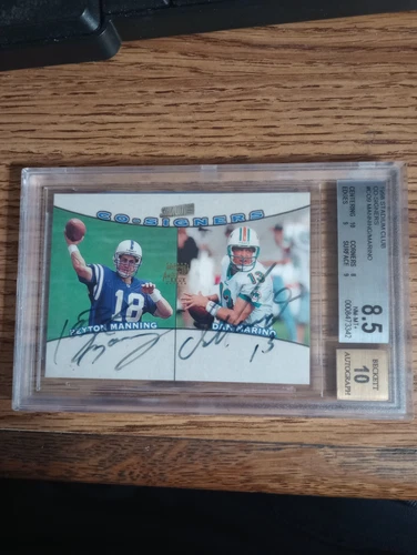1998 stadium club co signers peyton manning RC dan marino BGS 8.5 auto 10.