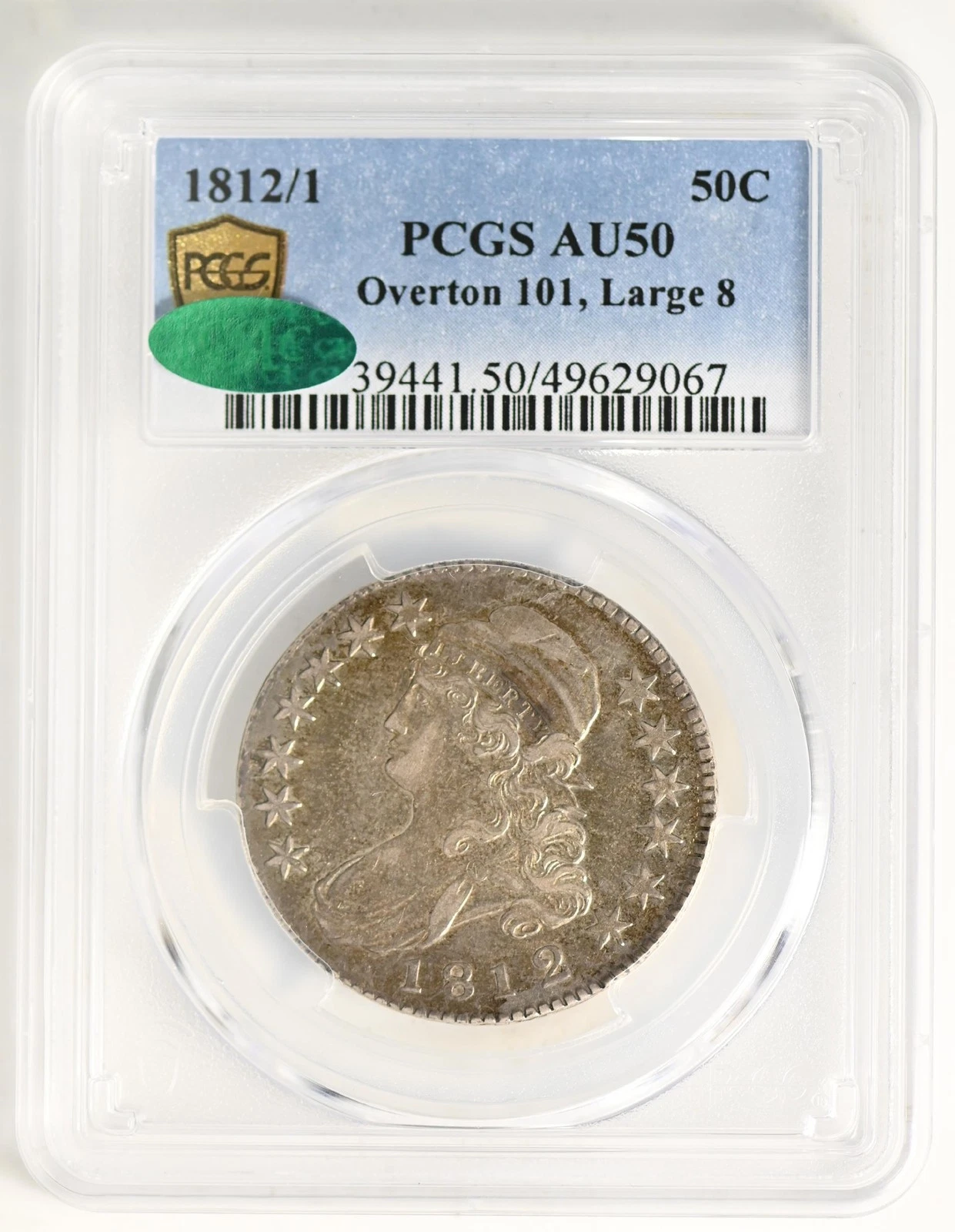1812/1 CAPPED BUST 50C PCGS AU 50