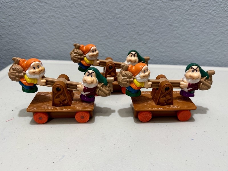 Vintage 1992 McDonalds Snow White Seven Dwarfs Happy Meal Toys Set of 3 Disney