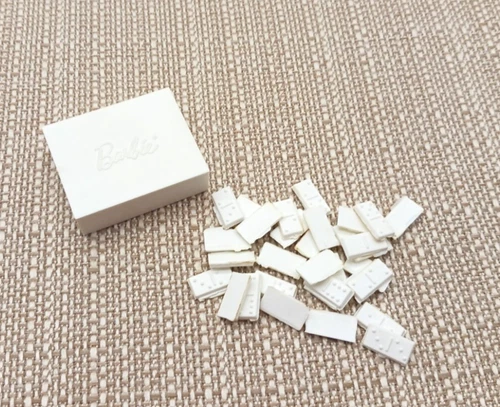 Vintage Barbie Go Together White Dominoes Set 30 Tiles Pieces Domino Box Mattel