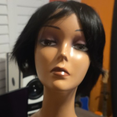  Synthetic Straight Bob Wig Black Short with Bangs 