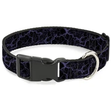 Plastic Clip Collar Marble Black/Purple Large 15-24"