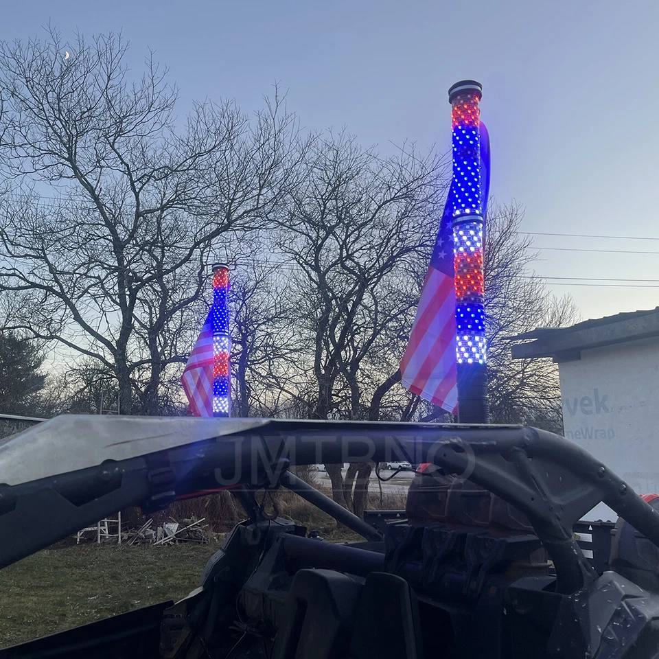 Par de antenas de control de aplicación espiral de luz LED Fat Whip de 2 pies RGB para Yamaha Raptor 700R Foto 2 de 4