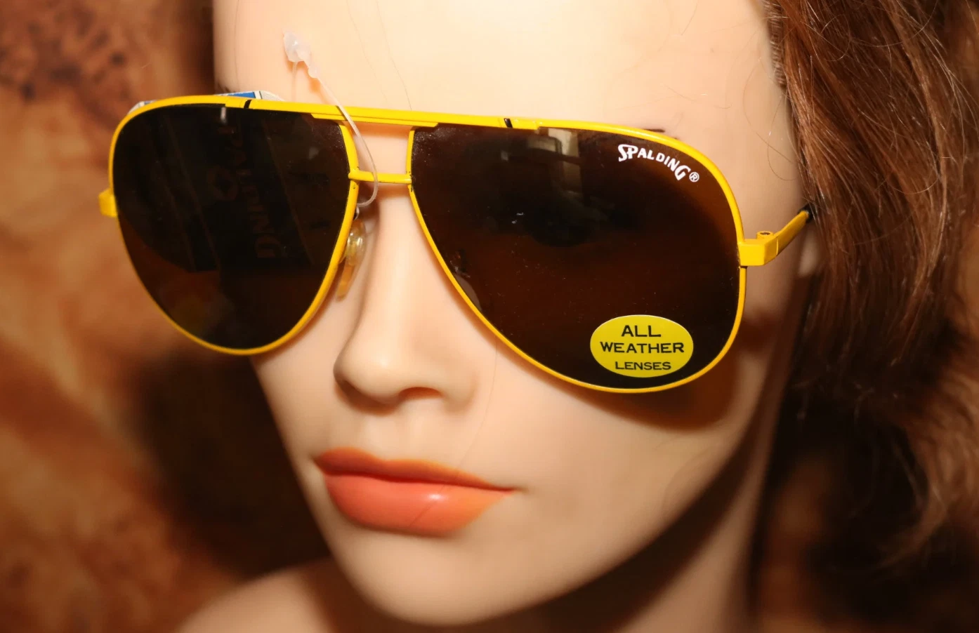 Vintage 1980s Spalding Sunglasses Aviator Yellow Sun Glasses