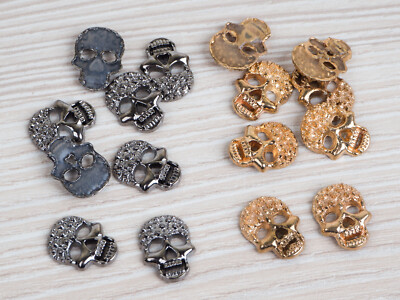 8 St. Hotfix Bügelnieten Ziernieten Totenkopf / Skull 15x11mm Punk Gothic Metal