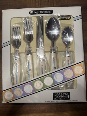 Corelle Coordinates Country Violet 20 Pc Flatware Set  for 4 -Regent Sheffield