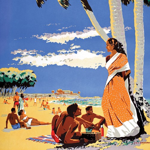 Poster Ceylon, 1948 | 21x33" Big size | Wall decor Sri Lanka Mount Lavinia beach - Picture 3 of 4