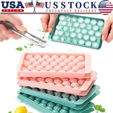 DIY Round Ice Cube Ball Maker PP Tray Silicone Sphere Mold Bar Whiskey Cocktails