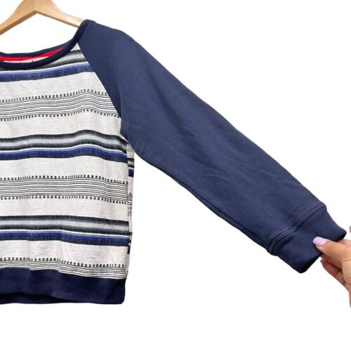 Lemlem Sweatshirt Navy Blue Cotton Weave Striped Tunic Top Women's Size M - Picture 5 of 13