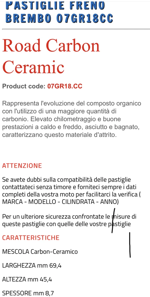 Pastiglie freno Brembo Carbon Ceramic Anteriori KTM 390 DUKE ABS 390 2013 > - Immagine 4 di 4