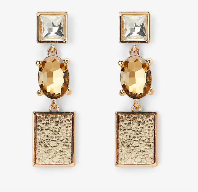 NEW NWT Express Textured Bezel Stone Drop Earrings