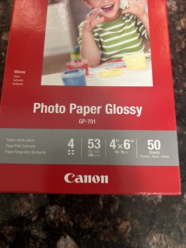 Canon Photo Paper Glossy GP-701 (Lot of 5) 50 Sheet Packs 4" x 6" 250 Total. NEW - Picture 3 of 6