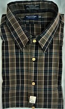 Dress Sport Shirt - Plaid - Navy - Brown - Grey - Sovereign - U.S.A. - XL-TALL