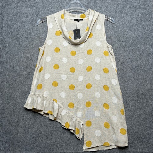 Kozan Tank Top Women Small Beige Linen Lagen Embroidered Cowl Boho Beachy Travel - 第 1/16 張圖片