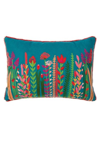 Embroidered Rectangular Cushion Floral Cushion Covers 35cm x 50cm Four Colours - Picture 20 of 20