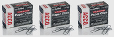 3  Acco Jumbo PAPER CLIPS 100 pk Premium Smooth Silver Heavy Gauge Made In USA